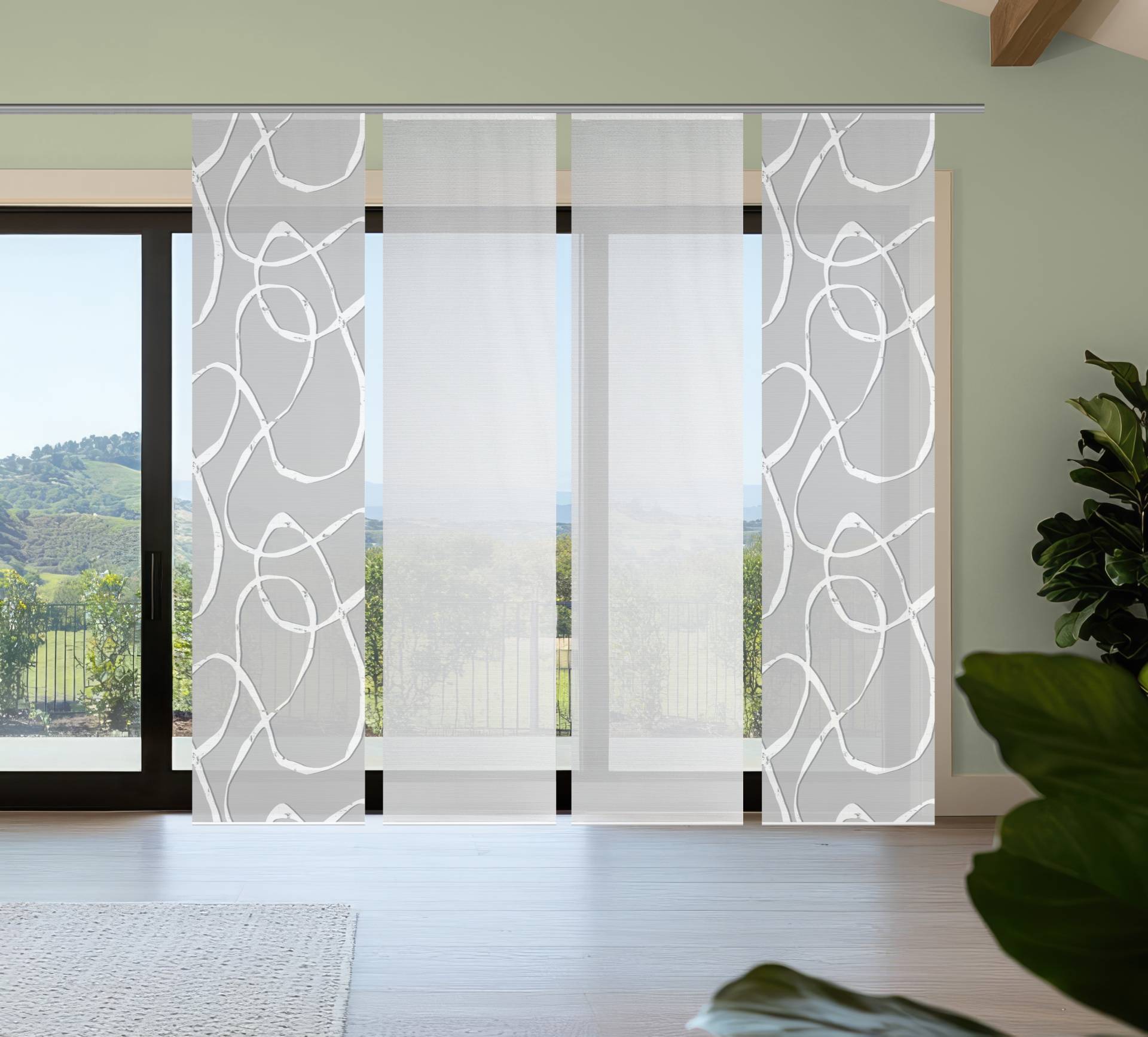 Vision S Schiebegardine "OPHELIA" Paneelwagen 4 Stk. tlg. Schiebevorhang,Bambusoptik,Digitaldruck,SET von Vision S