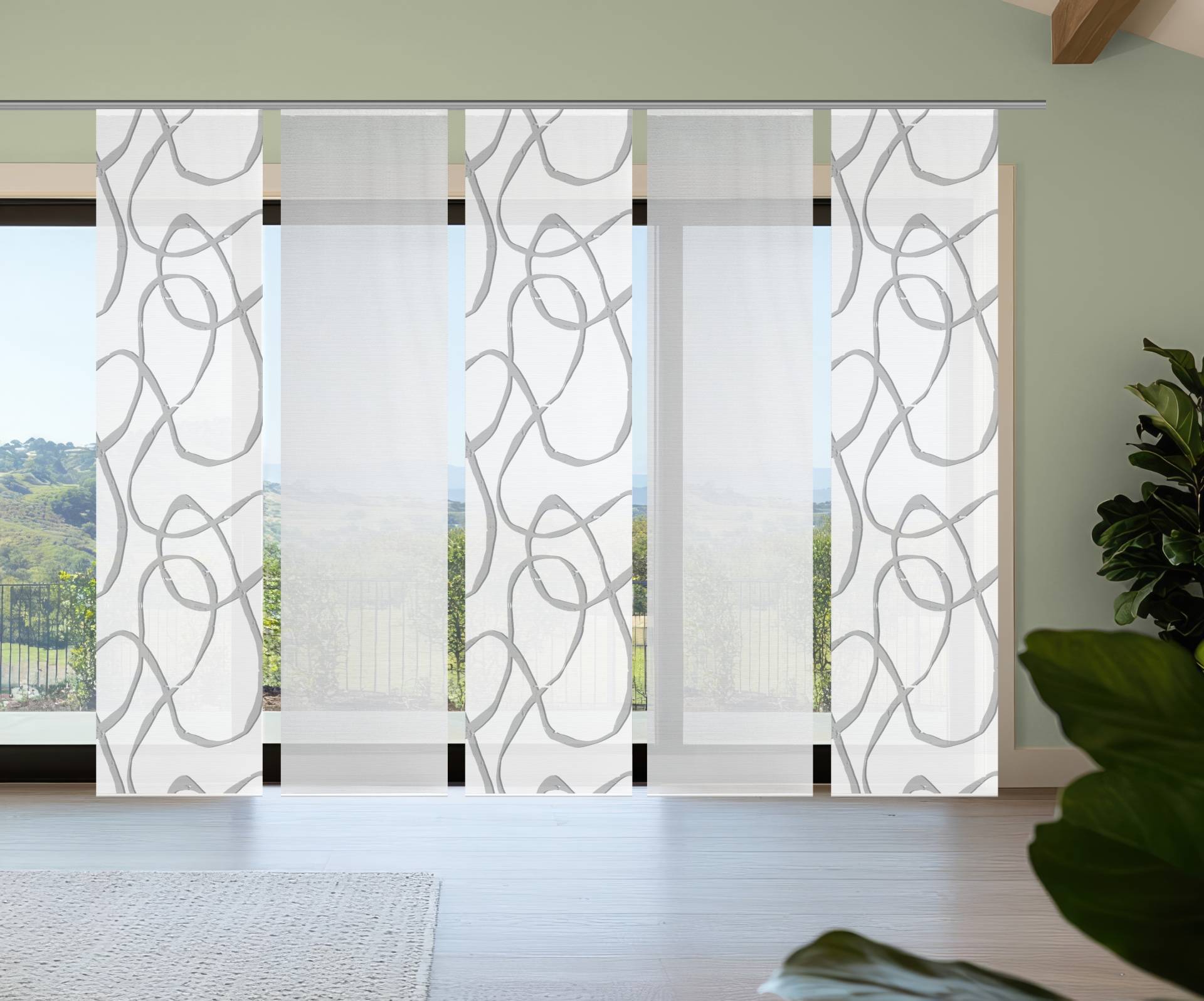 Vision S Schiebegardine "OPHELIA" Paneelwagen 5 Stk. tlg. Schiebevorhang,Bambusoptik,Digitaldruck,SET von Vision S