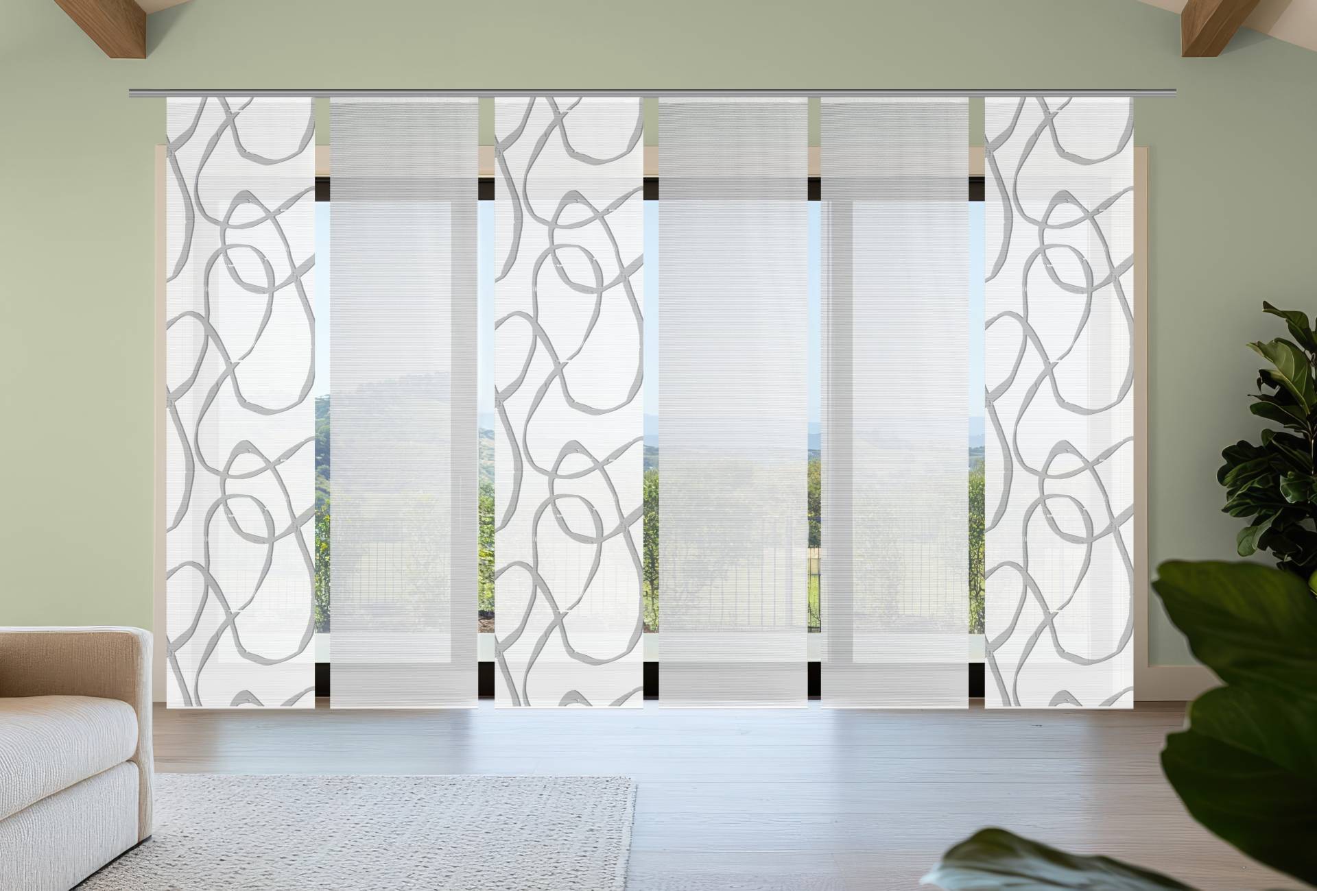 Vision S Schiebegardine "OPHELIA" Paneelwagen 6 Stk. tlg. Schiebevorhang,Bambusoptik,Digitaldruck,SET von Vision S