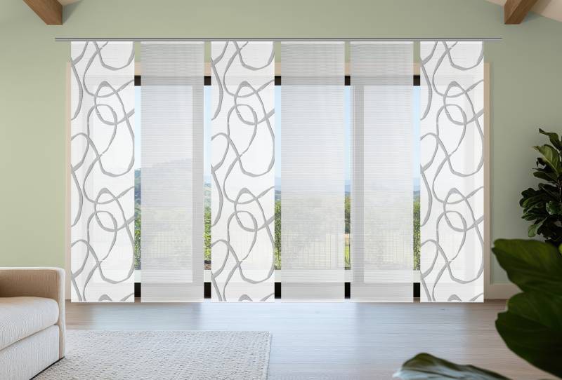 Vision S Schiebegardine "OPHELIA" Paneelwagen 6 Stk. tlg. Schiebevorhang,Bambusoptik,Digitaldruck,SET von Vision S