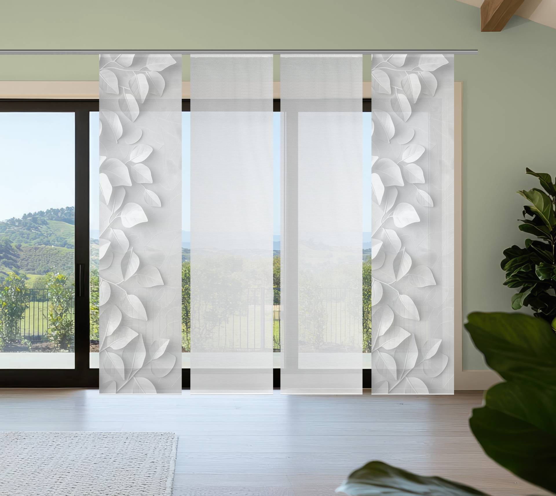 Vision S Schiebegardine "RIXA" Paneelwagen 4 Stk. tlg. Schiebevorhang,Bambusoptik,Digitaldruck,SET von Vision S