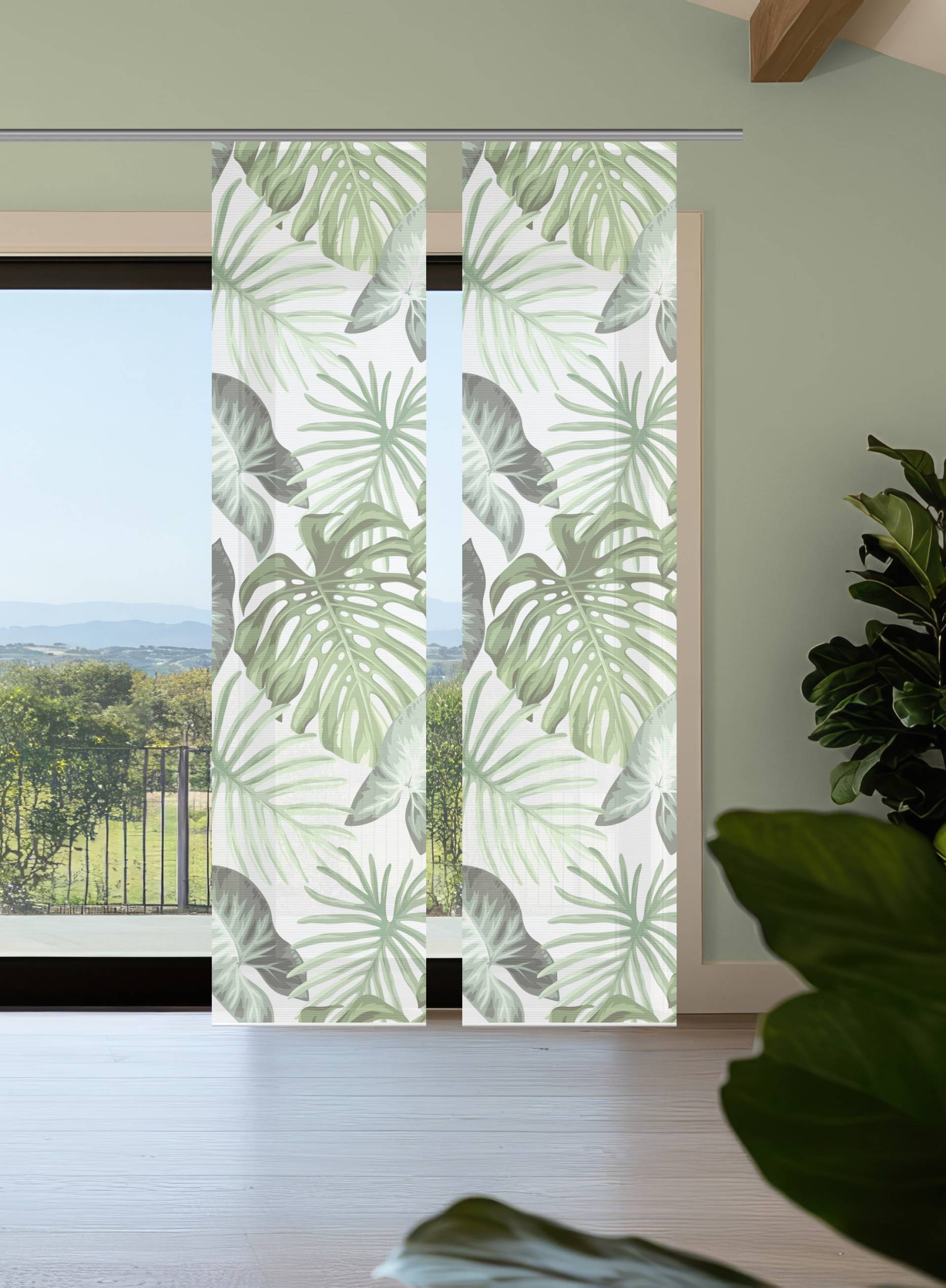 Vision S Schiebegardine "SANJA" Paneelwagen 2 Stk. tlg. Schiebevorhang,Bambusoptik,Digitaldruck,SET von Vision S