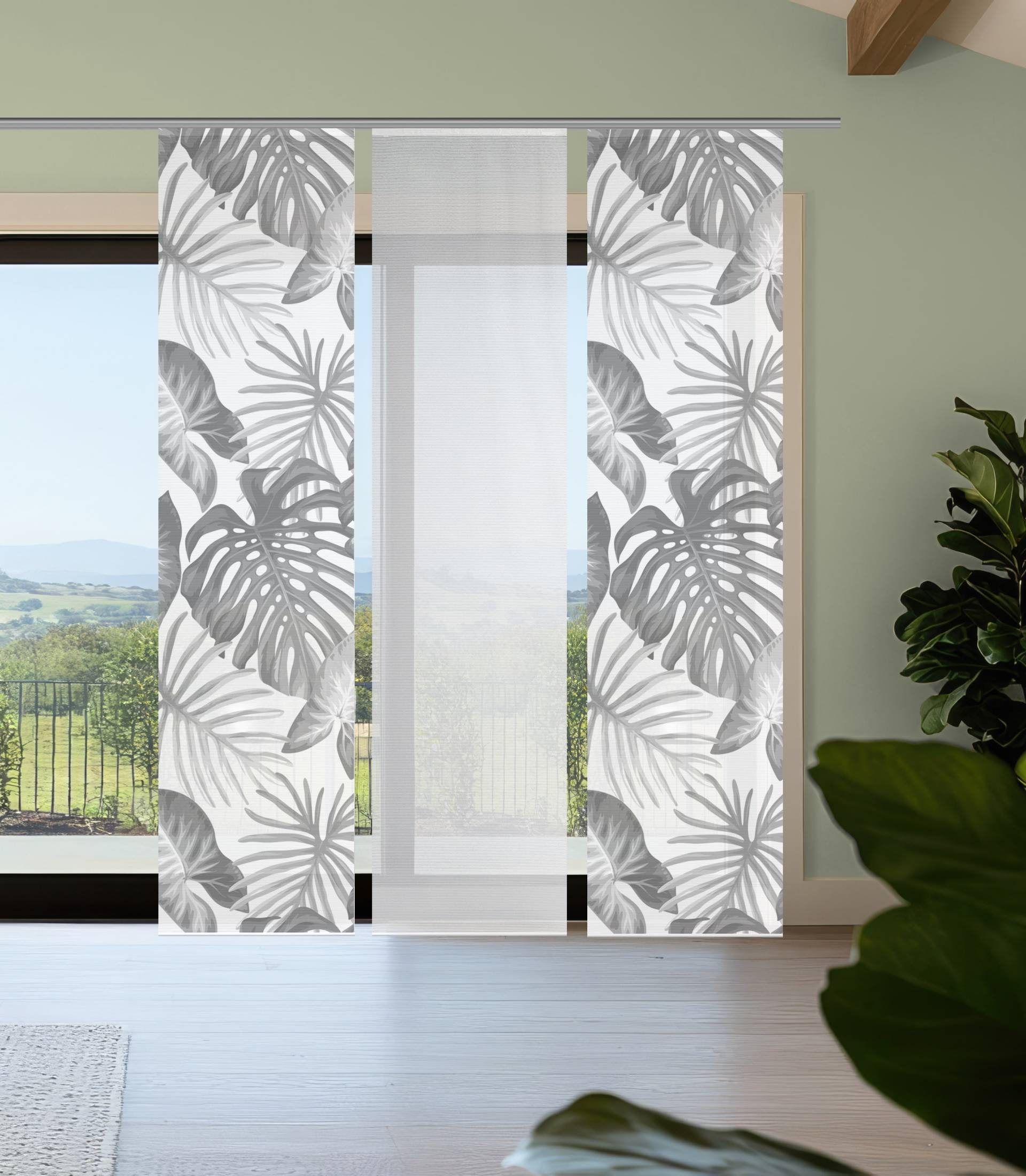 Vision S Schiebegardine "SANJA" Paneelwagen 3 Stk. tlg. Schiebevorhang,Bambusoptik,Digitaldruck,SET von Vision S