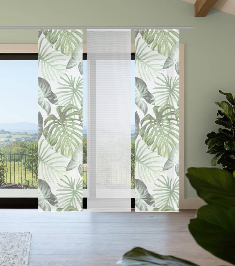 Vision S Schiebegardine "SANJA" Paneelwagen 3 Stk. tlg. Schiebevorhang,Bambusoptik,Digitaldruck,SET von Vision S