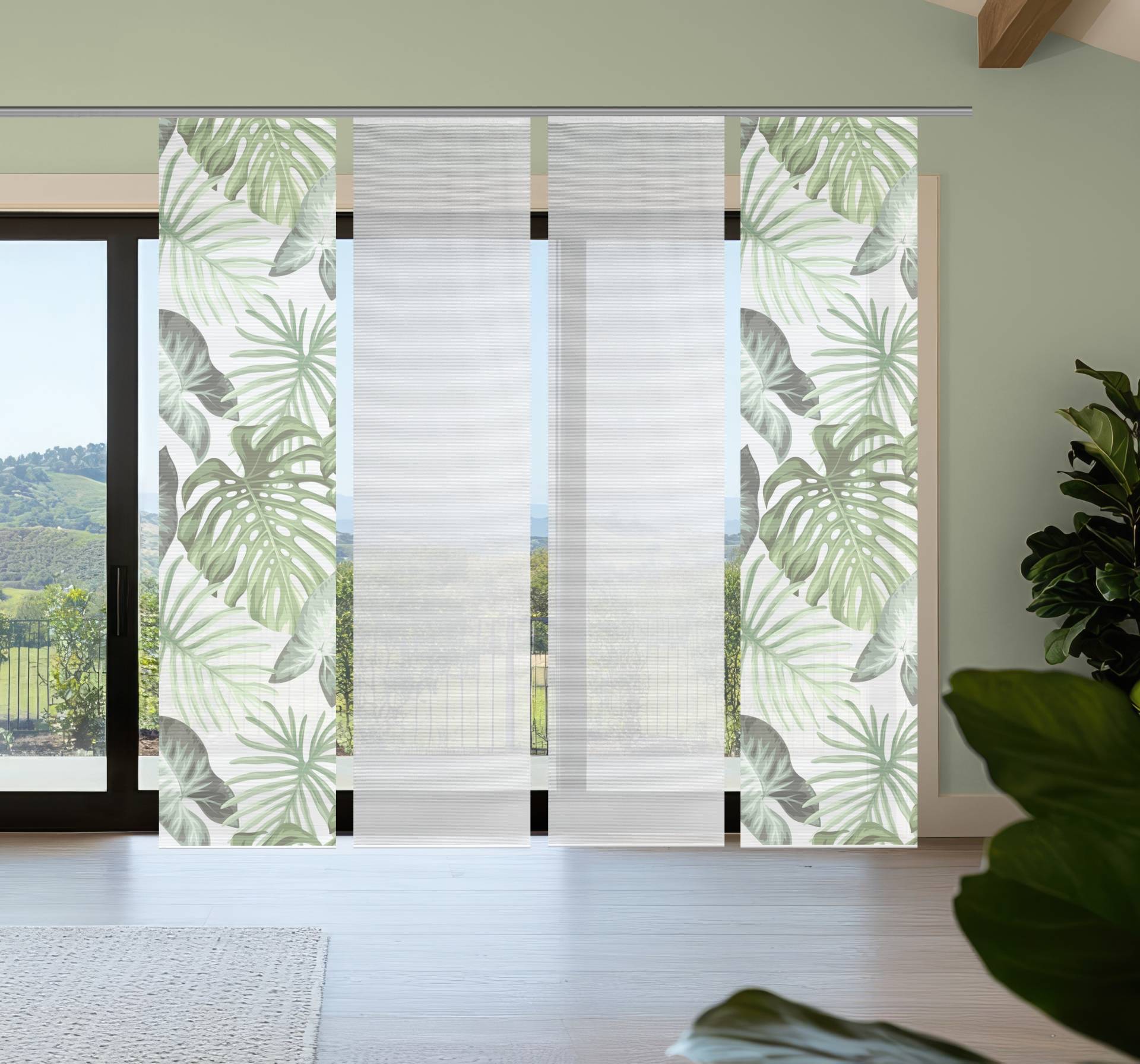 Vision S Schiebegardine "SANJA" Paneelwagen 4 Stk. tlg. Schiebevorhang,Bambusoptik,Digitaldruck,SET von Vision S