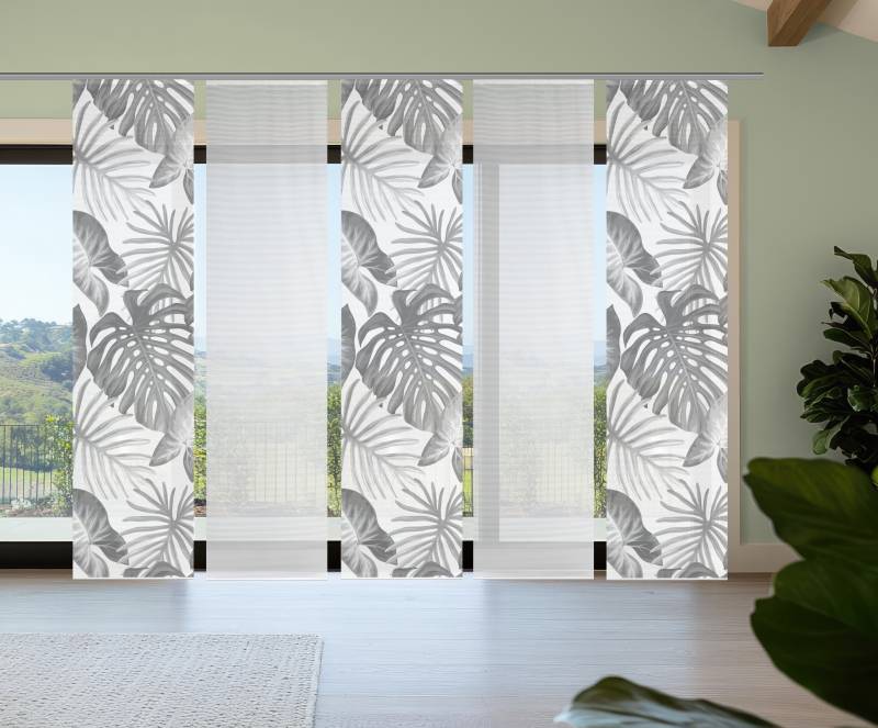 Vision S Schiebegardine "SANJA" Paneelwagen 5 Stk. tlg. Schiebevorhang,Bambusoptik,Digitaldruck,SET von Vision S