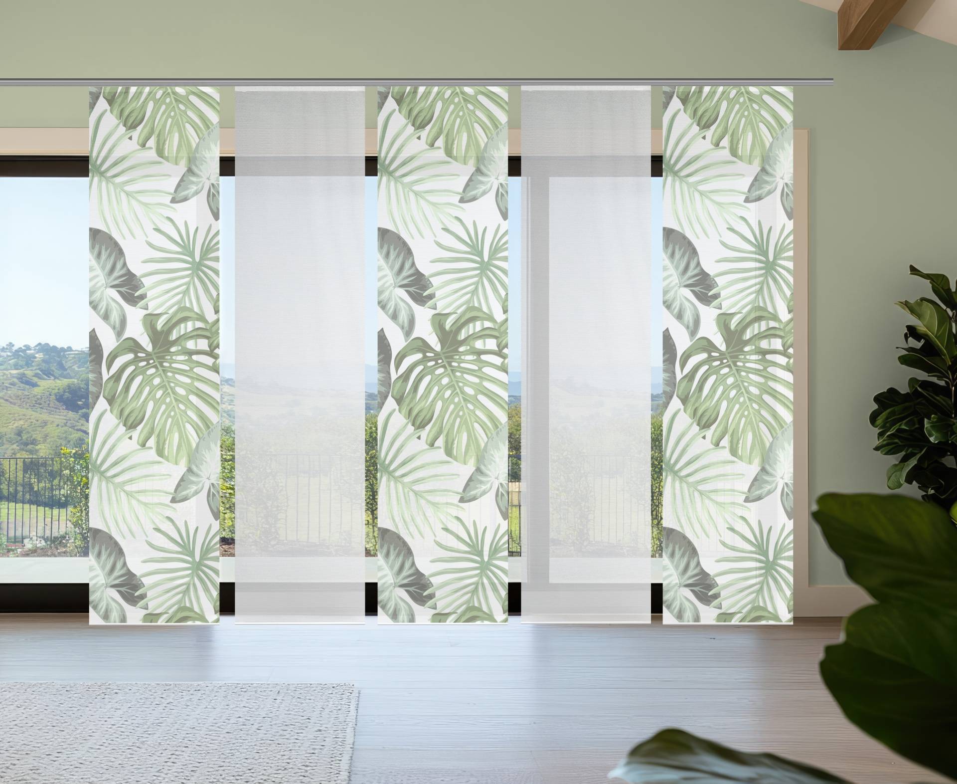 Vision S Schiebegardine "SANJA" Paneelwagen 5 Stk. tlg. Schiebevorhang,Bambusoptik,Digitaldruck,SET von Vision S