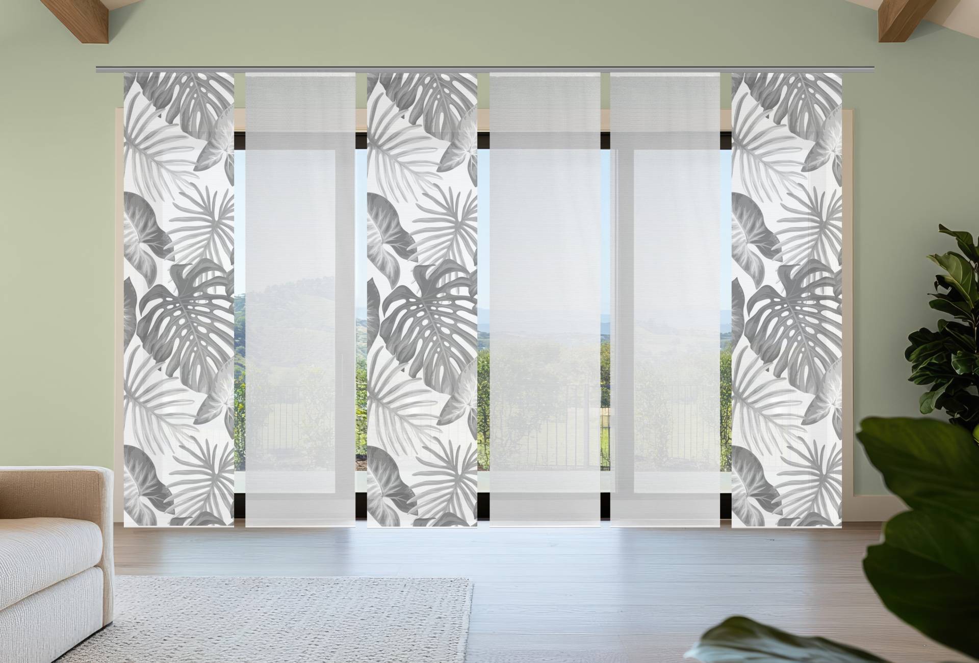 Vision S Schiebegardine "SANJA" Paneelwagen 6 Stk. tlg. Schiebevorhang,Bambusoptik,Digitaldruck,SET von Vision S