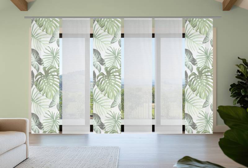 Vision S Schiebegardine "SANJA" Paneelwagen 6 Stk. tlg. Schiebevorhang,Bambusoptik,Digitaldruck,SET von Vision S