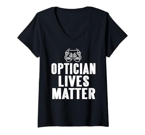 Damen Optiker halten die Welt im Fokus Augenpflege Humor T-Shirt mit V-Ausschnitt von Vision Wissenschaft Lustige Fachkräfte