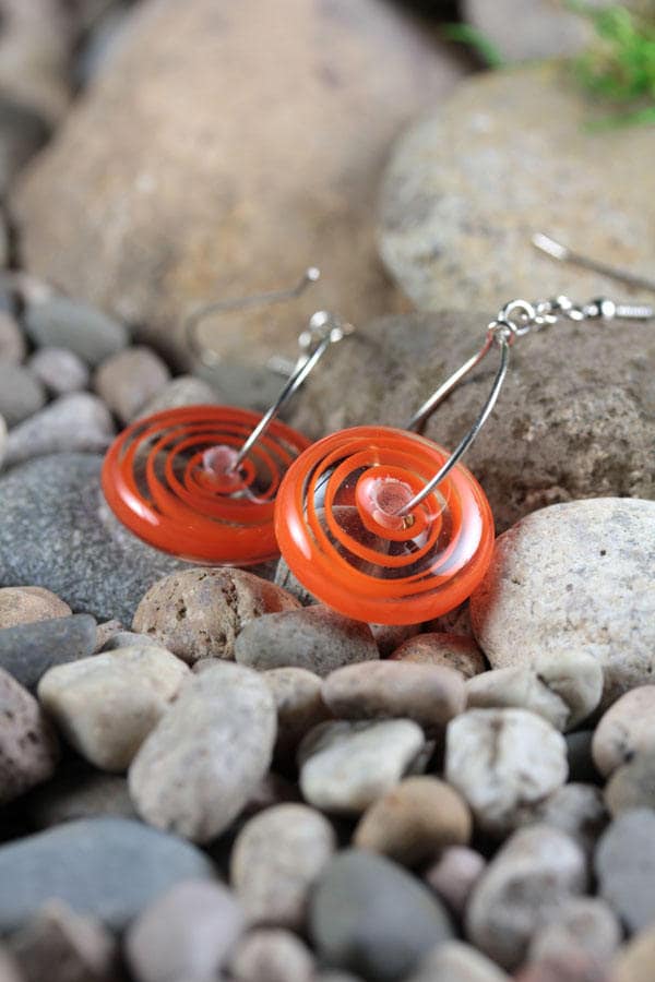 Lampwork Ohrringe/Soft Effetre-Moretti-Glas Orange Candy-Spirale Perlen Z910 von VisionaryInceptions