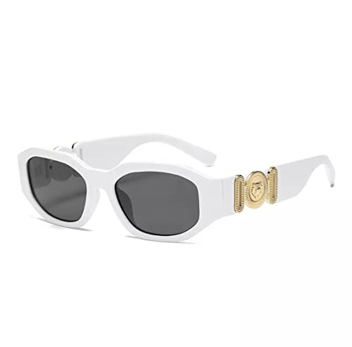 Visionrow Sonnenbrille Unisex Retro UV 400 Rechteckig Vintager 90er (White Tiger) von Visionrow