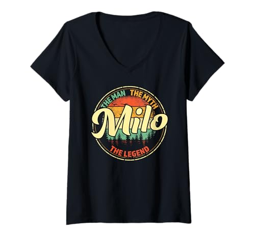 Damen Milo The Man The Myth The Legend Men Personalisierter Name T-Shirt mit V-Ausschnitt Damen Milo The Man The Myth The Legend Men Personalisierter Name T-Shirt mit V-Ausschnitt von Visit Our Legendary Store With Custom Name Apparel