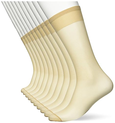 Visit the belly cloud Store Damen Feinkniestrümpfe 20den Fine Knee Socks, Halbtransparent, hautfarben, 3-5 (10er Pack) von Visit the belly cloud Store