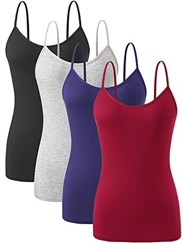 vislivin Damen Leibchen Spaghettiträger Tank Tops Verstellbares Unterhemd Schwarz/Grau/Dunkelblau/Weinrot L von vislivin