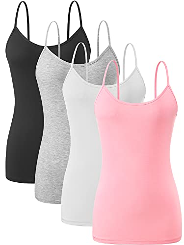 vislivin Damen Leibchen Spaghettiträger Tank Tops Verstellbares Unterhemd Schwarz/Grau/Weiß/Rosa S von vislivin