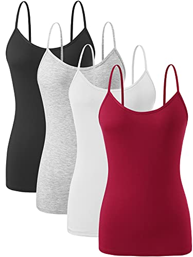 vislivin Damen Leibchen Spaghettiträger Tank Tops Verstellbares Unterhemd Schwarz/Grau/Weiß/Weinrot L von vislivin