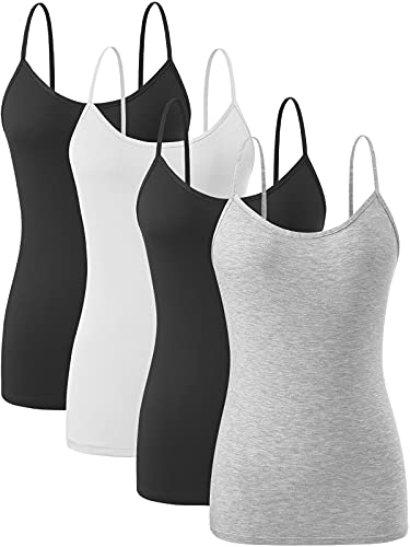 vislivin Damen Leibchen Spaghettiträger Tank Tops Verstellbares Unterhemd Schwarz/Weiß/Schwarz/Grau L von vislivin