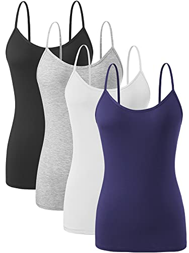 vislivin Damen Leibchen Spaghettiträger Tank Tops Verstellbares Unterhemd Schwarz/Grau/Weiß/Dunkelblau M von vislivin