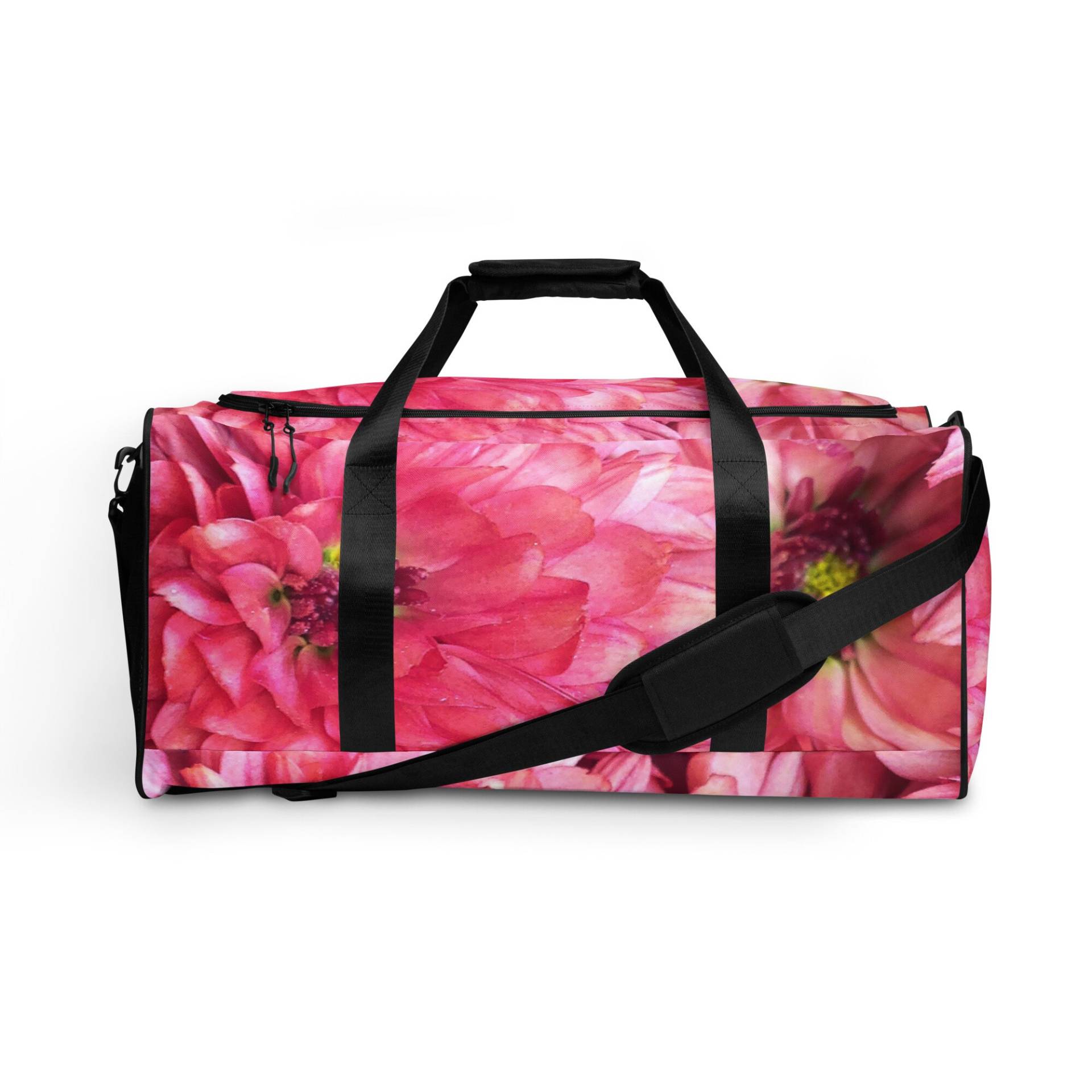 Hübsche in Pink Duffel Tasche | Rosa Verstellbares Gepolstertes Gurtband Florale Weekender Mesh Seitentasche Niedliche Turnbeutel von VistaVermont