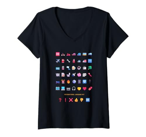 Damen Icon Travel Language - Speak Anywhere without Words T-Shirt mit V-Ausschnitt Damen Icon Travel Language - Speak Anywhere without Words T-Shirt mit V-Ausschnitt von Visual Communication