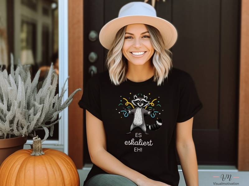T-Shirt "Es Eskaliert Eh" Waschbär | Jga Party Shirt Festival Outfit Lustiges Frauen Gruppen T Geschenkideen Für Freundinnen von VisualmotivationDE