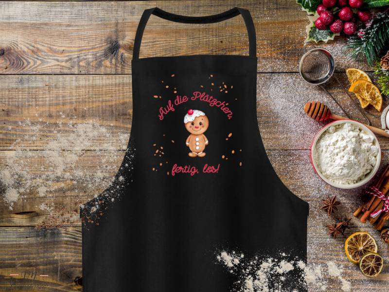 Weihnachts-Schürze "Auf Die Plätzchen, Fertig, Los" | Geschenk Für Backliebhaber Weihnachtsgeschenk Mama, Oma Backschürze Weihnachten von VisualmotivationDE