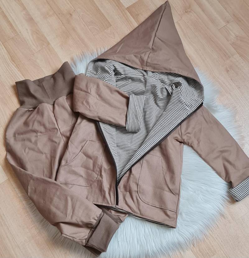 Visuell Design - Jacke Aus Canvas Stoff Taupe Oder Dunkelrosa Kinder von VisuellDesign