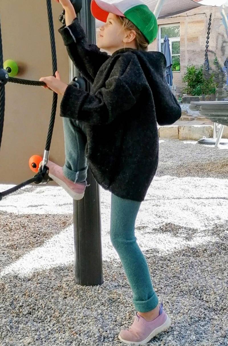 Visuell Design Merino Überzieher Pullover Kinder - Merinowolle Merinowalk Kein Kratzen/Grau Mint Anthrazit von VisuellDesign