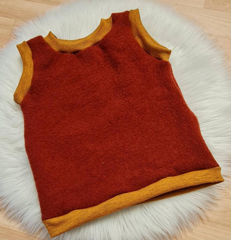 Visuell Design Neu - 100 % Schurwolle Wollfleece Oversize Pullunder Mit Wollbündchen von VisuellDesign