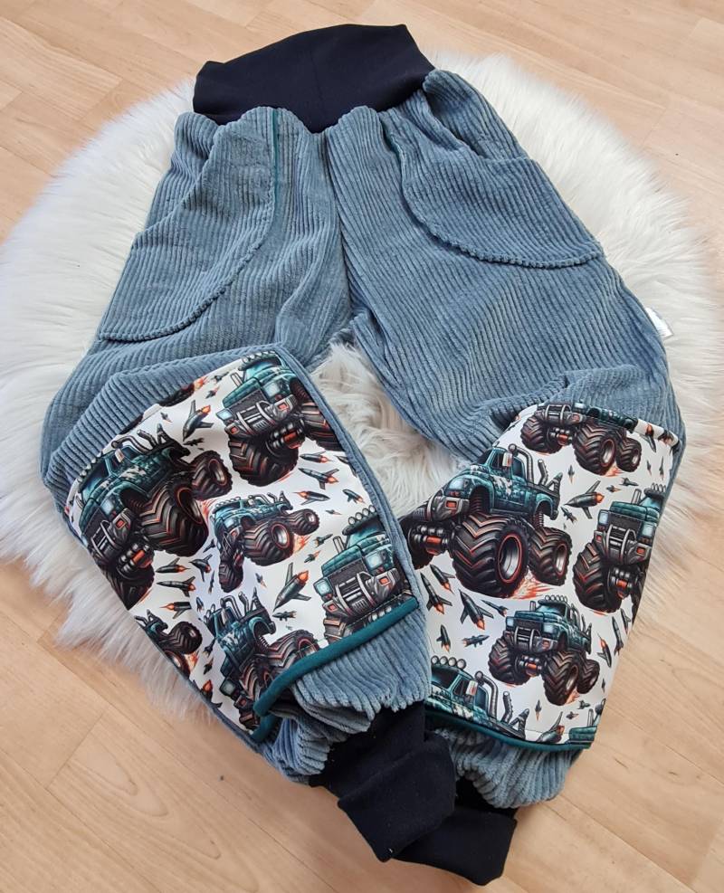 Visuell Design - Neubio Baumwolle Mit Kniepatch Aus Softshell Breitcordhose Breitcord Cordhose Monstertruck Junge von VisuellDesign
