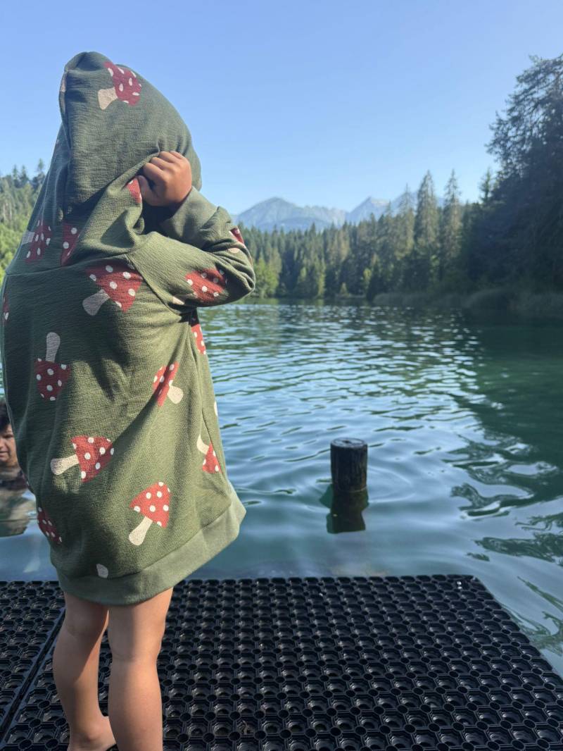 Visuell Design - Oversize Kapuzenpullover Terry Krepp Neuheit Musterauswahl Pilze Herzen Tiere von VisuellDesign