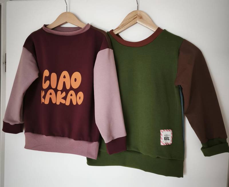 Visuell Design - Patchwork Sweat Shirt Bunt Farbenfroh Kinder Mit Aufschrift Ciao Kakao O.a von VisuellDesign