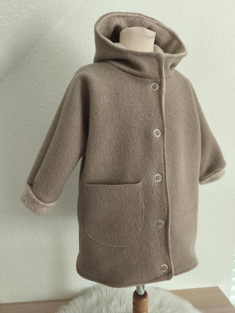 Visuell Design Walkjacke Beige Wendejacke Mit Wollfleece - Sehr Warm Kimono Style Oversized Kinder von VisuellDesign