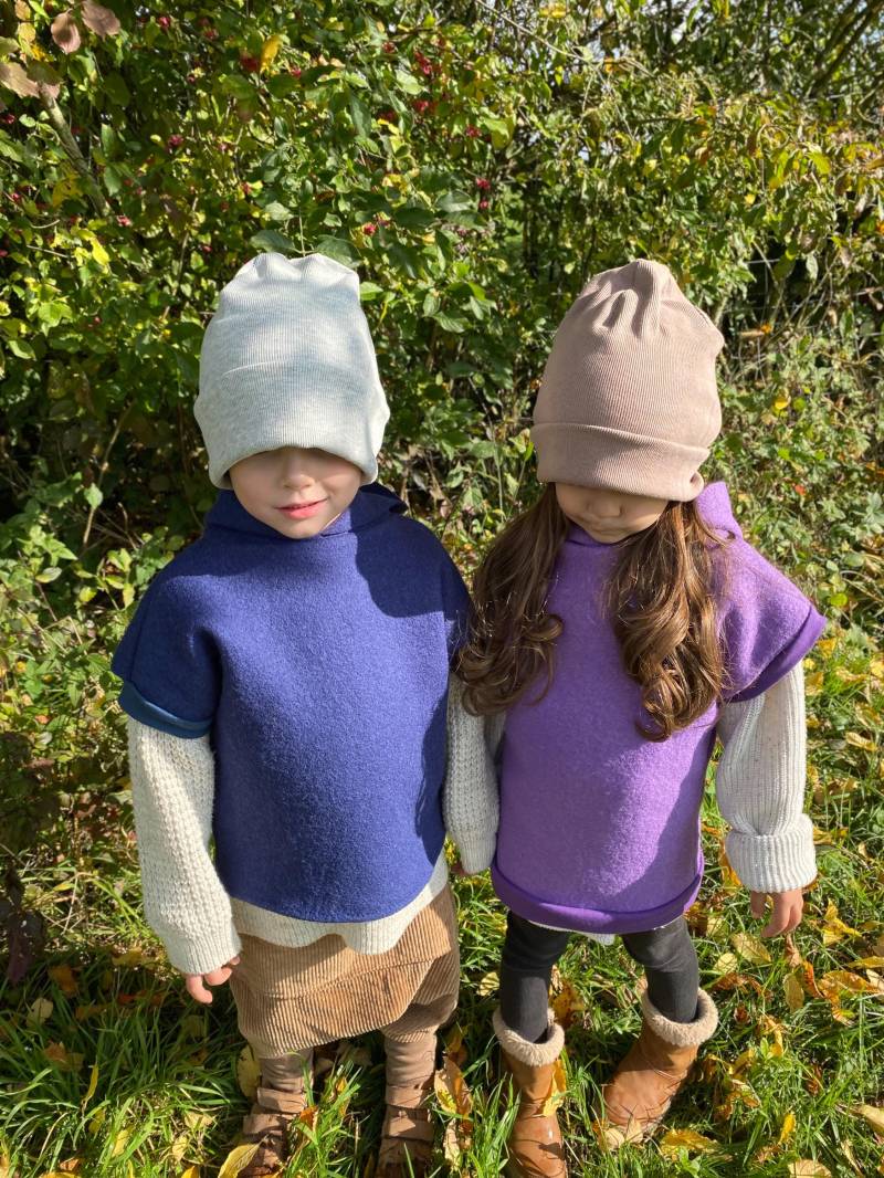 Visuell Design - Walkpullunder Überzieher Mit Kapuze Overshirt Walkloden Wollwalk Schurwolle Kochwolle Farbauswahl Gr. 68-134 von VisuellDesign