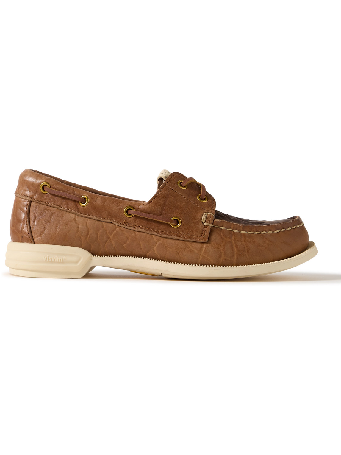 Visvim - Americana II Eye-Folk Textured-Leather Boat Shoes - Men - Brown - US 11 von Visvim