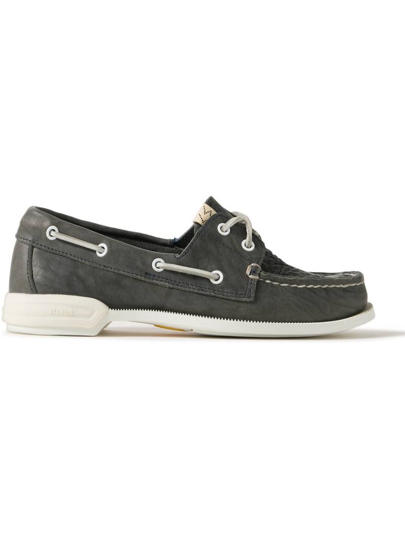 Visvim - Americana II Eye-Folk Textured-Leather Boat Shoes - Men - Gray - US 8 von Visvim