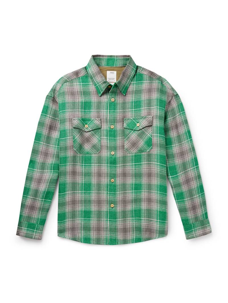 Visvim - Checked Wool and Linen-Blend Flannel Shirt - Men - Green - 1 von Visvim