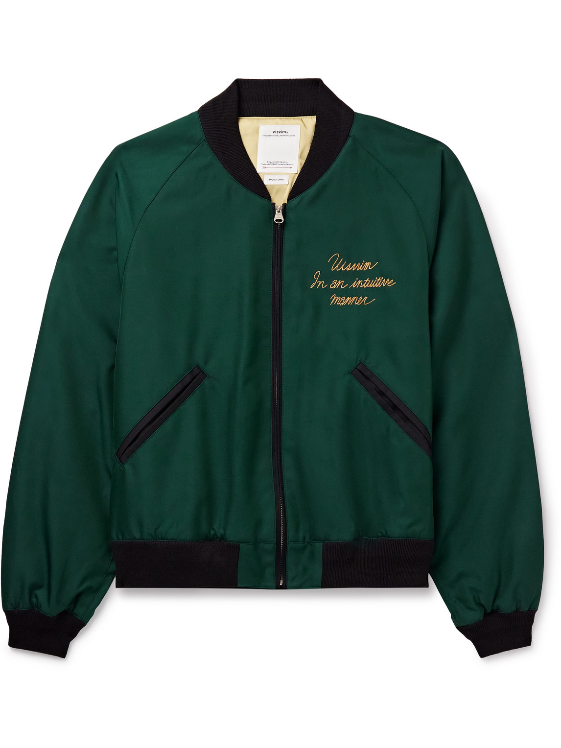 Visvim - Cropped Embroidered Wool and Silk-Blend Twill Bomber Jacket - Men - Green - 4 Visvim - Cropped Embroidered Wool and Silk-Blend Twill Bomber Jacket - Men - Green - 4 von Visvim