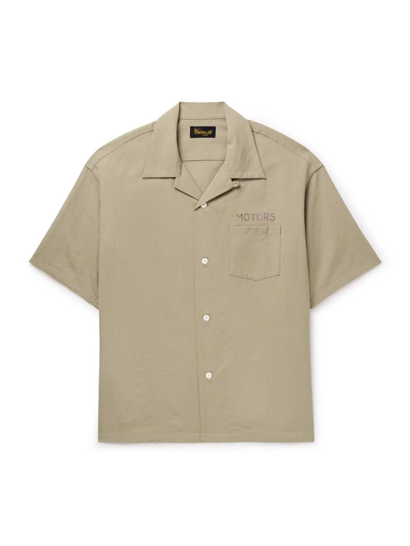 Visvim - Crosby Convertible-Collar Embroidered Wool and Linen-Blend Shirt - Men - Neutrals - 5 von Visvim