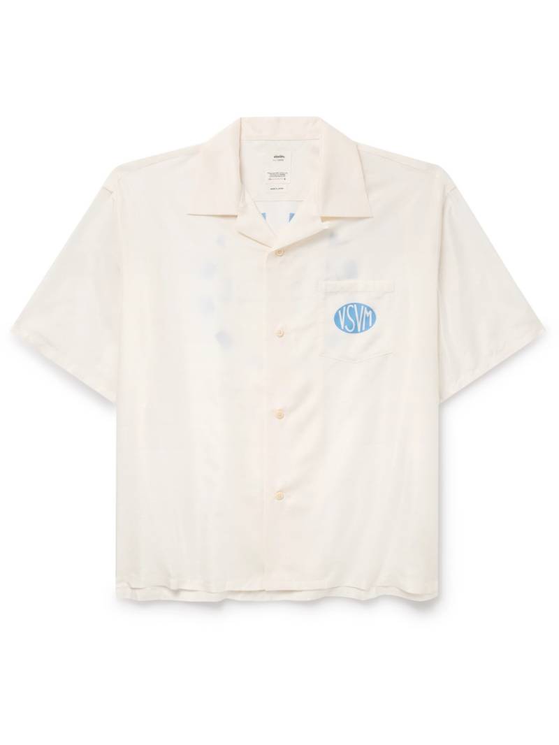 Visvim - Crosby Convertible-Collar Logo-Print Silk Shirt - Men - Neutrals - 1 von Visvim