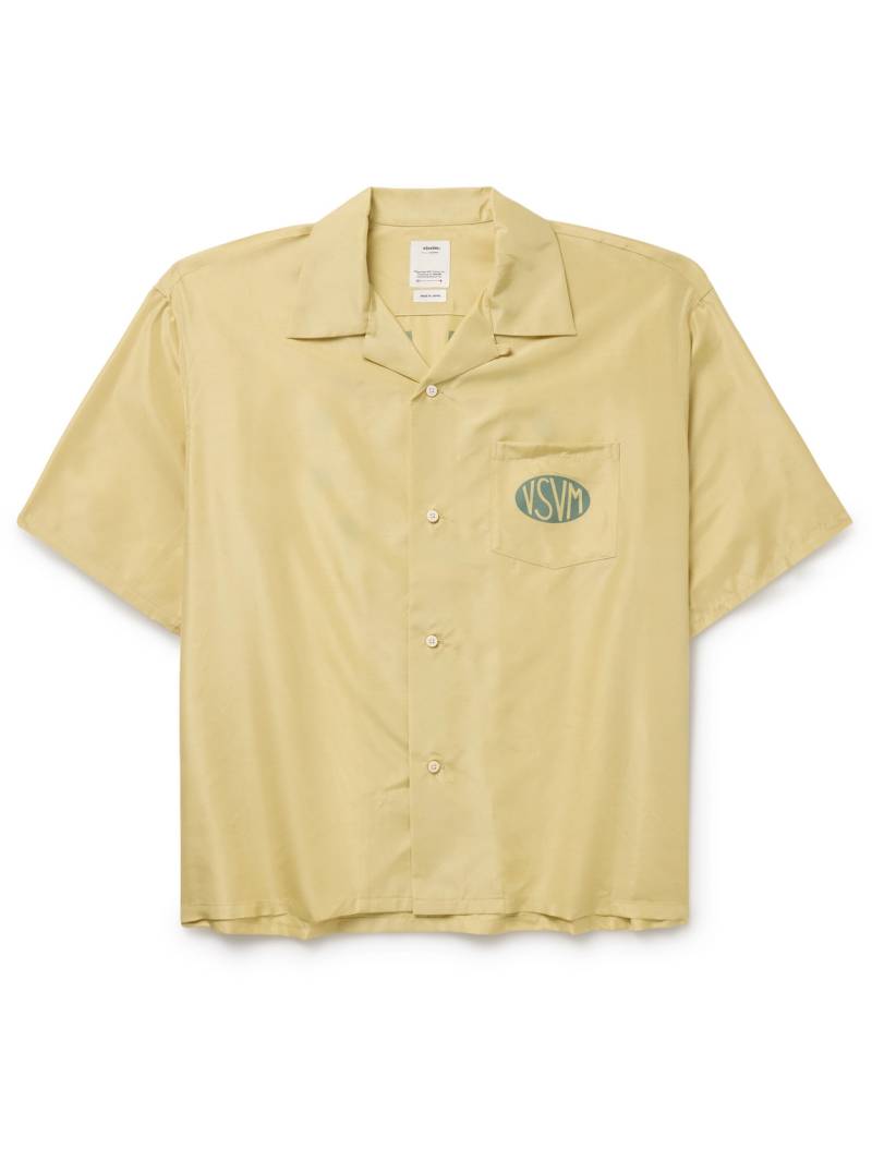 Visvim - Crosby Convertible-Collar Logo-Print Silk Shirt - Men - Yellow - 3 von Visvim