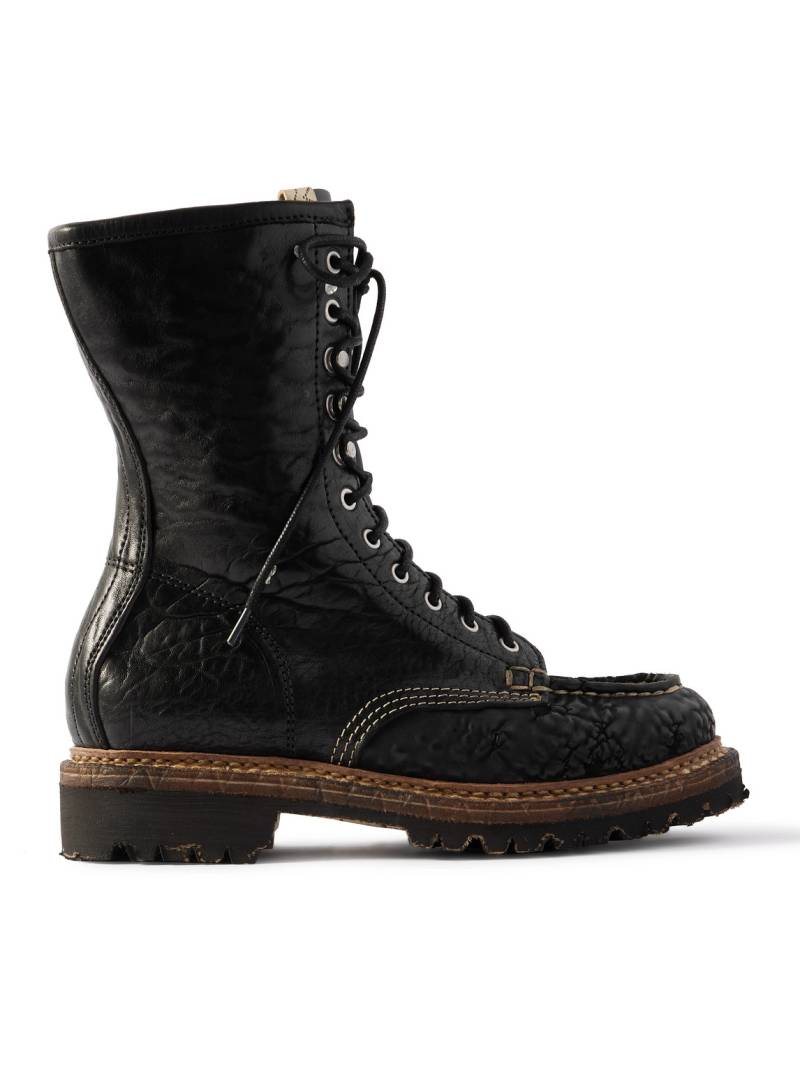 Visvim - Hi-Folk Scout Moc Textured-Leather Boots - Men - Black - US 10 von Visvim