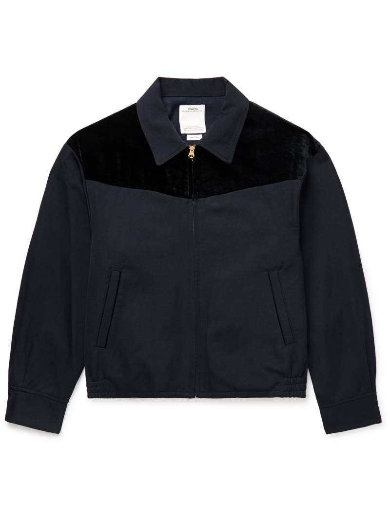 Visvim - Mayfield Velour-Trimmed Wool and Linen-Blend Bomber Jacket - Men - Blue - 2 von Visvim