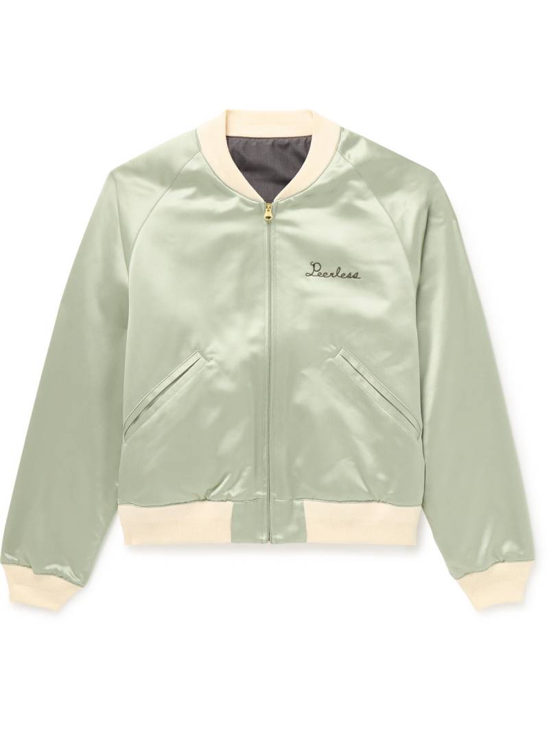 Visvim - Reversible Embroidered Silk-Satin and Cotton Bomber Jacket - Men - Green - 3 von Visvim