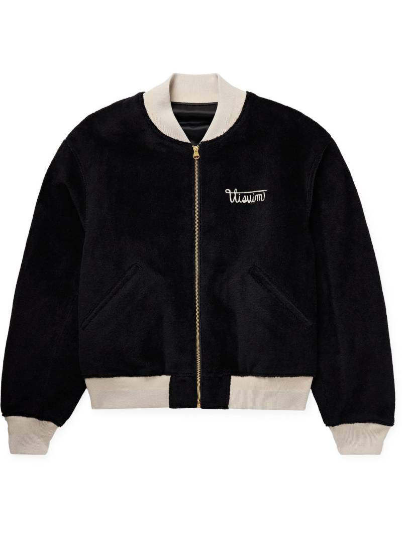 Visvim - Reversible Embroidered Wool-Fleece and Silk-Satin Bomber Jacket - Men - Black - 2 von Visvim