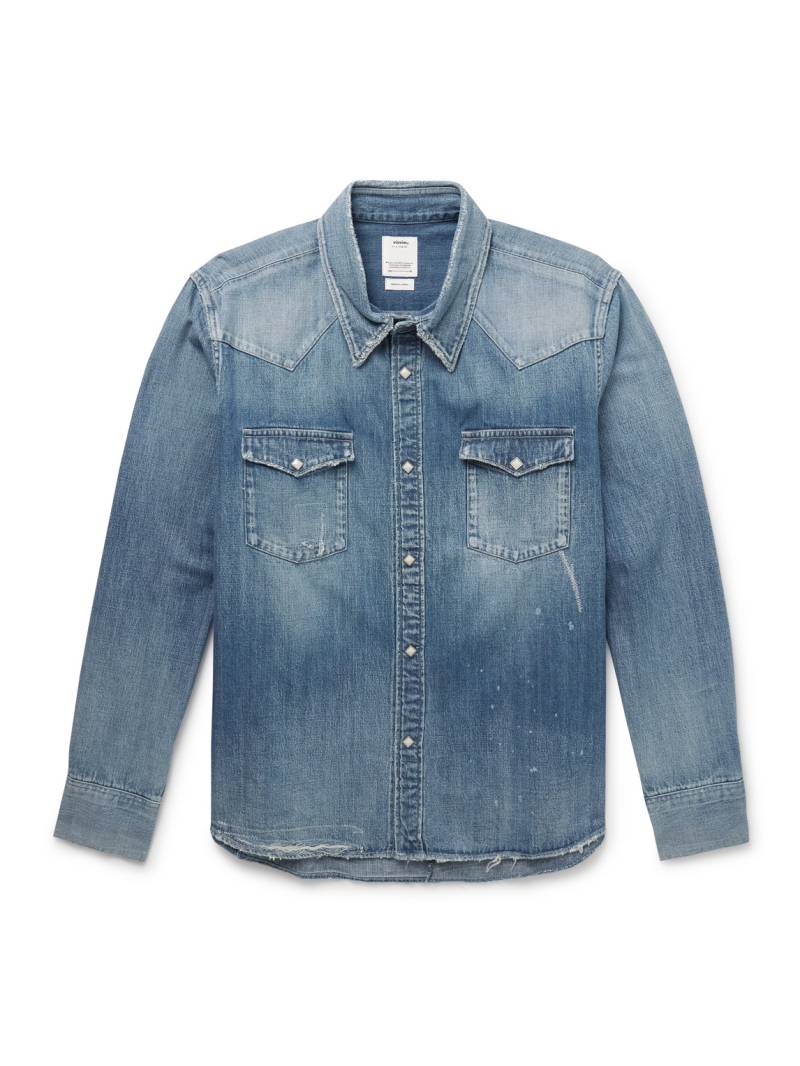 Visvim - Social Sculpture Distressed Denim Western Shirt - Men - Blue - 4 von Visvim