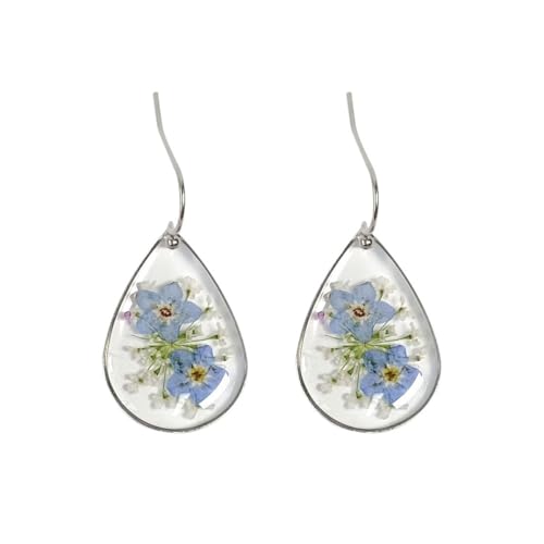 Visxcnu 1pc Ohrringe Vergissmeinnicht, für Frauen Mädchen Tropfen Ohrringe 14 Karat Vergoldet, Blumenohrringe Elegant süß gepresste Blumen-Ohrringe Tropfen-Ohrringe Schmuck von Visxcnu