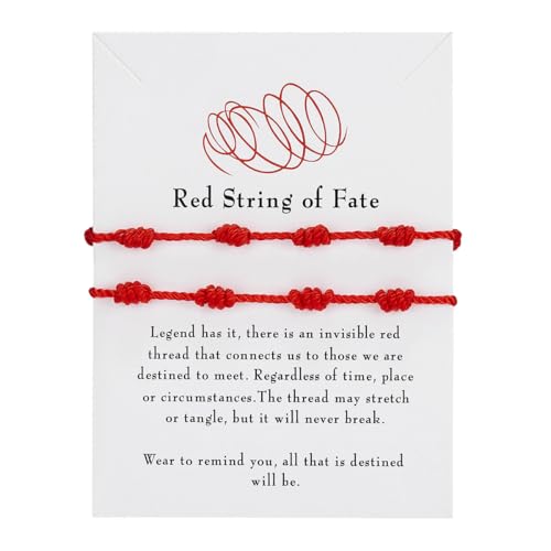 Visxcnu 2 Stück Freundschaft Armbänder, Handgefertigt Geflochten Wickelarmband Kinder Mädchen Armband Gewebte Dünn Armbänder Freundschaftsarmband für Frauen Mädchen Kinder Rotes Bracelet von Visxcnu