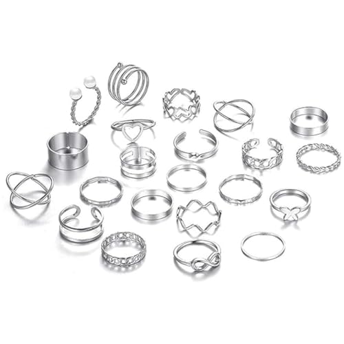 Visxcnu 22 Stück Knuckle Rings Set für Frauen Mädchen Schlangenkette Stapelring Vintage Boho Midi Ringe Größe gemischt Fingerringe Ringe Damen Set Finger Midi Ring Set für Männer und Frauen Geeignet von Visxcnu